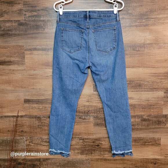 Loft Jeans Sz 4 Curvy Skinny Mid Rise Fringe Tier Hem Tummy Control - Picture 2 of 13